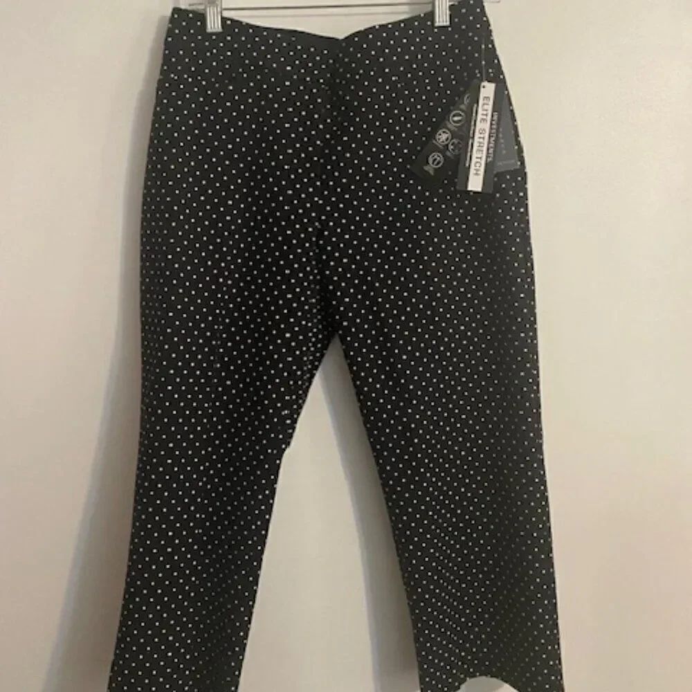 Investment Petites Fifth Avenue Fit Crop Black/White polka-dots pants, size 6P
